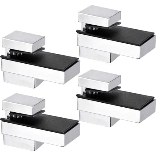BMBY-Glass Shelf Bracket, Glass Clamp Solid Zinc Alloy Adjustable Wall Mount for 4-15mm Wood or Glass Shelves, 4Pcs