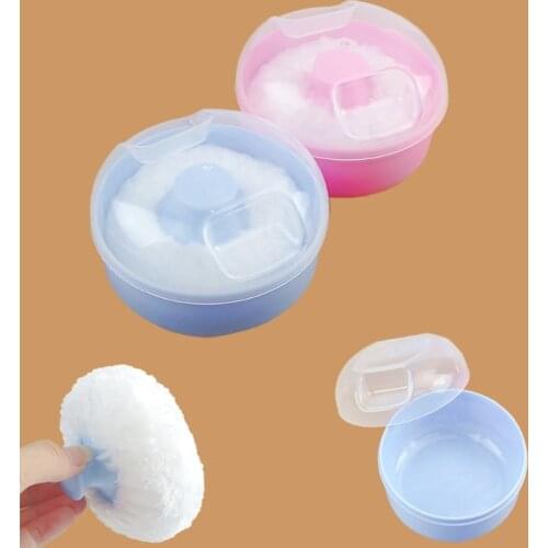 New High Quality Baby Soft Face Body Cosmetic Powder Puff talcum powder Sponge Box Case Container 1PCS Wholesale