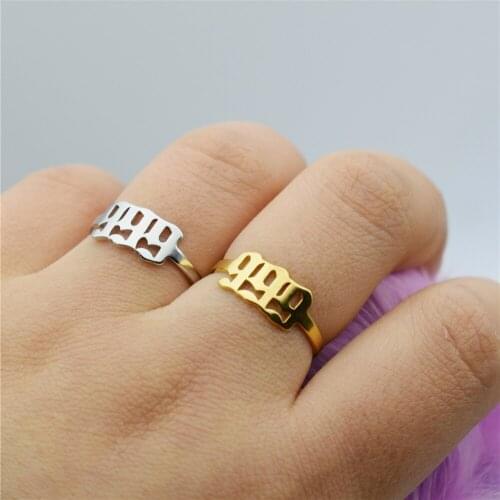 Angel Number 111 222 333 444 Rings 555 777 888 999 666 Stainless Steel Adjustable Finger Rings Open Gold Gothic Jewelry Gift