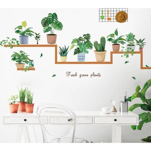 Potted Plant Combination Wall Stickers Home Bedroom Decoration Background Wallpaper Self-Adhesive Removable Decor Stickers