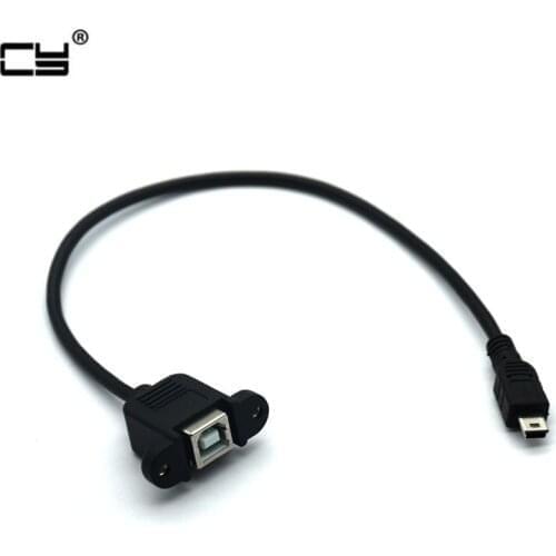 Mini-USB 5pin Mini USB 2.0 Male to USB 2.0 B Type Female Connector Cable With Panel Mount Hole USB MINI USB Cable