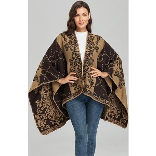 Fashion Women Imitation Cashmere Vintage Print Boho Scarf Winter Warm Shawl Wrap Female knitted Comfortable Soft Thick Blanket