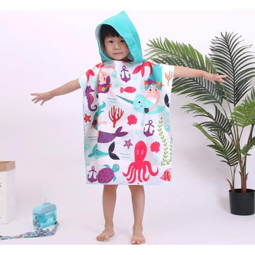 Newborn Baby Cartoon Hooded Beach Bath Kids Baby Soft Absorbent Swim Pool Cape For Children Cloak Towels Robe Baby Accessories