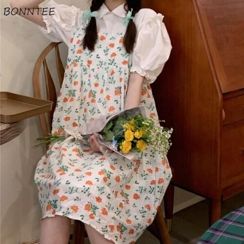 Sleeveless Dresses Women Printing Sweet Lovely Girl Summer All-match Spaghetti Strap College Korean Version Stylish Lady Vestido