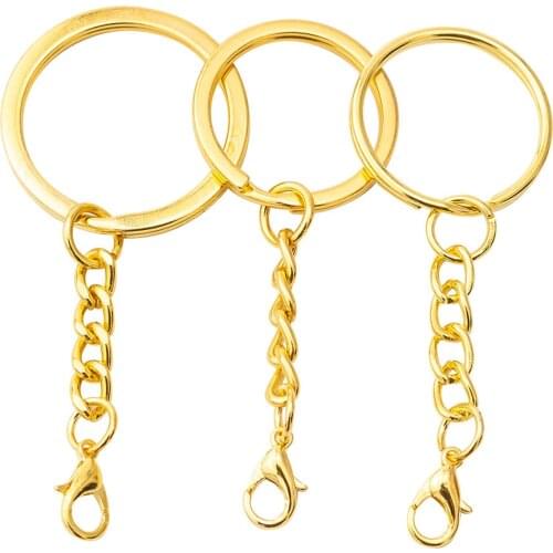 Plate Golden Flat/ Ripple Iron Keychain with 302# Lobster Clasp keychain for jewelry