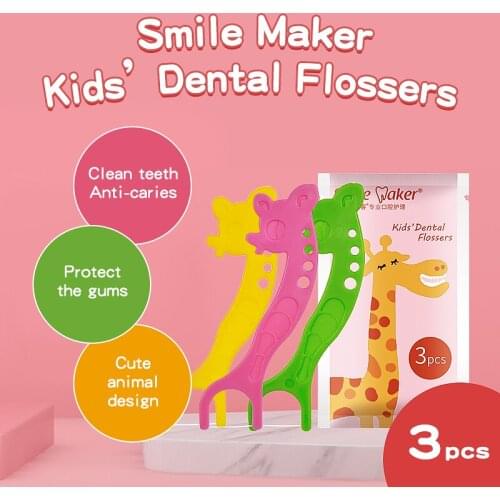Portable Dental Floss Pick Individual Wrapped Children Colored Kids Flosser