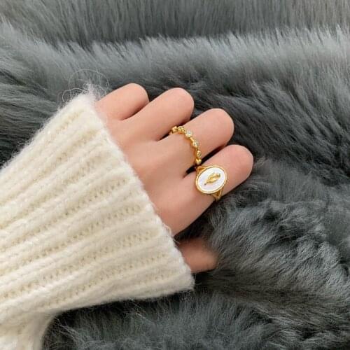 Origin Summer Korean Style Tulip Flower Open Ring for Women Temperament Gold Color Metal Party ring Jewelry Accessories