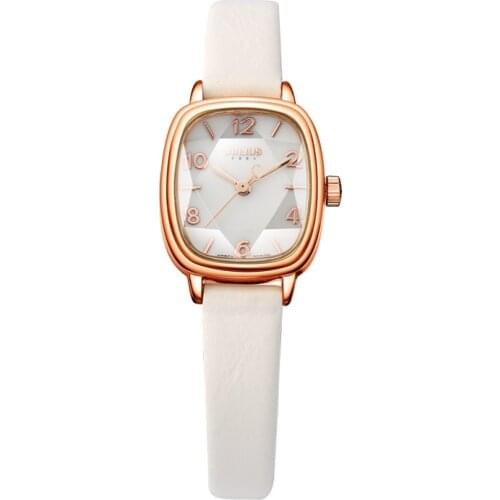 JULIUS Brand Logo Top Luxury Women Watch Crystal Square dial Leather Strap Fashion Watches Rose Gold Relogio Feminino JA-885