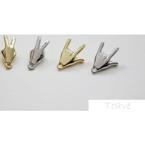 2pcs Niche design gesture pendant earrings silver needle earrings DIY hand made earrings bracelet material