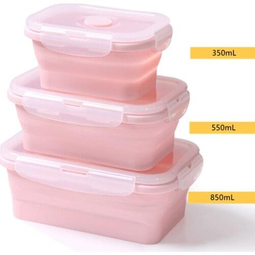 Silicone Foldable Bento Box Portable Camping Picnic Food Storage Container Outdoor Fruit Salad Dinner Bowl With Lid Lunch Box