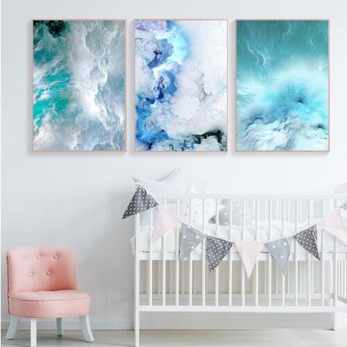 Modern Abstract Canvas Blue Marble Wave Wall Art Painting Nordic s and Prints Wall Pictures for Living room Decor