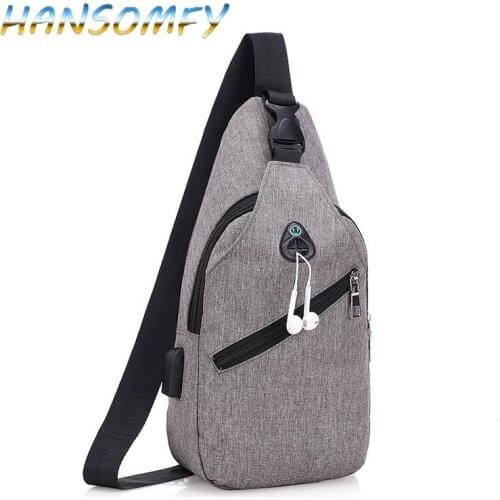Crossbody Bags for Men Messenger Bags Pack Casual Chest Bags Waterproof Nylon Single Shoulder Strap USB Charging Chest BagsMA-03
