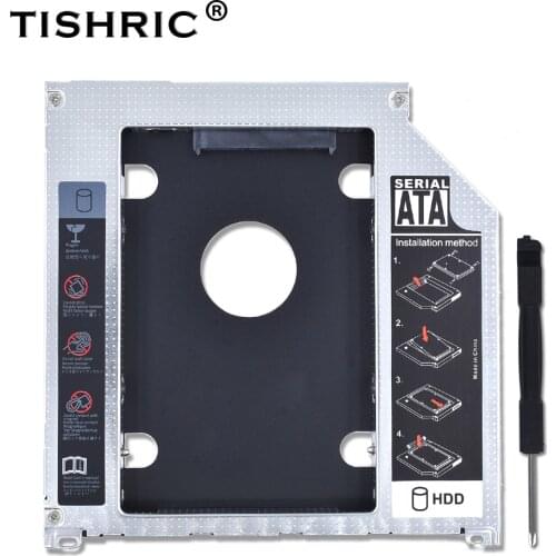 TISHRIC Aluminum 2nd HDD Caddy 9.5mm SATA 3.0 Optibay SSD Case HDD Enclosure for Apple Macbook Pro Air 13" 15" 17" SuperDrive