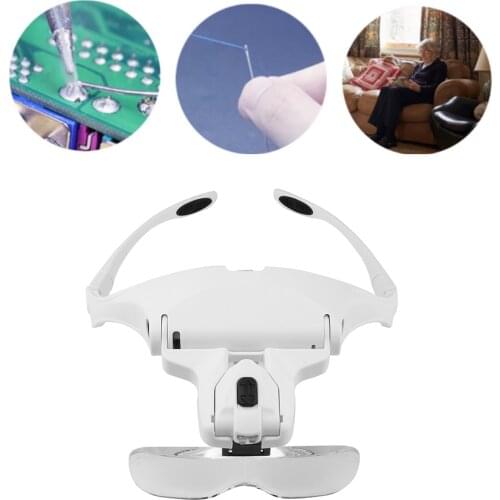 Adjustable 5 Lens Loupe LED Light Headband Magnifier Glass LED Magnifying Glasses With Lamp Glasses Magnifier Glass Embroidery