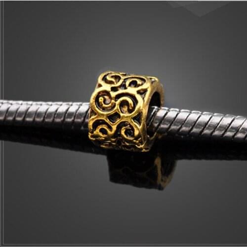 High quality 12 Pieces/Lot 8.8mm*6.2mm Antique Gold color vintage beads charms for jewelry making