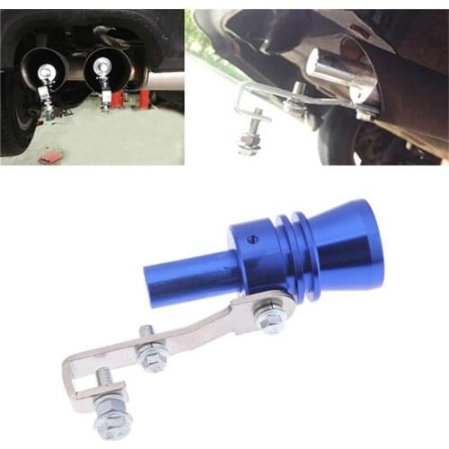 Motorbike Car Exhaust Fake Turbo Whistle Pipe Sound Muffler Blow Off Valve Universal Simulator Whistler Blue S/M/L/XL