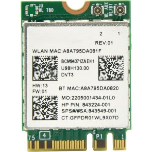 WTXUP for Broadcom BCM94371ZAE 802.11 AC 867Mbps Half Size Mini PCi-E NGFF M2 WiFi Card Wireless WiFi Adapter with Bluetooth 4.1