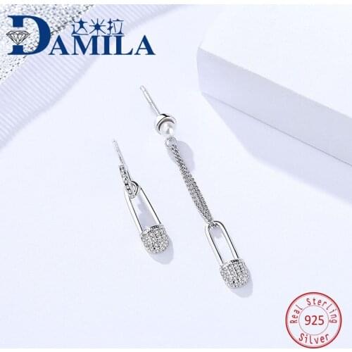 Fashion Crystal clip shape 925 sterling silver earings for women Silver S925 jewelry stud earring cz cute earing female