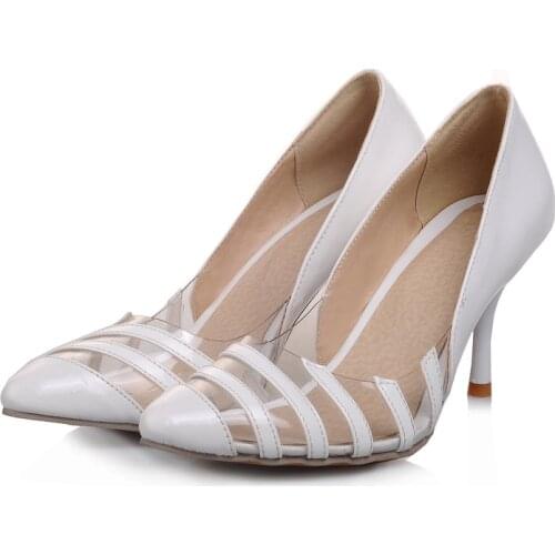 Plus big size 34-47 New 2017 pointed toe women pumps Genuine Patent leather spike heels women high heels shoes c-311