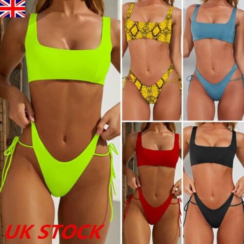 Ladies Women Swimming Two Piece Push Up Padded Bikini Set Sexy Summer Solid Color Swimsuit Triangle Bathing Swimwear Beachwear