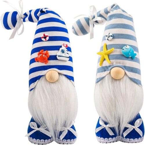 2Pcs Ocean Festival Rudolph Faceless Doll Ornament Figurine Goblin Plush Toy Vintage Gnome Home Decoration Accessories
