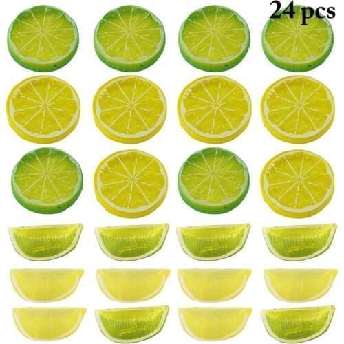 24PCS Artificial Fruits Decorative Simulation Lemon Slice Fake Lemon Block Photography Props Wedding Party Ornaments Home Decor