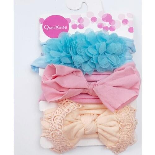 3pcs/Set New Solid Nylon baby headband Bow Headbands For Cute Kids Girls Hair Girls Turban Hairband Children Soft Hairwear
