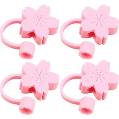 4Pcs Creative Cherry Cloud Strawberry Silicone Straw Plug Reusable Drinking Dust Cap Glass Cup Accessories Plugs Tips Cover A50