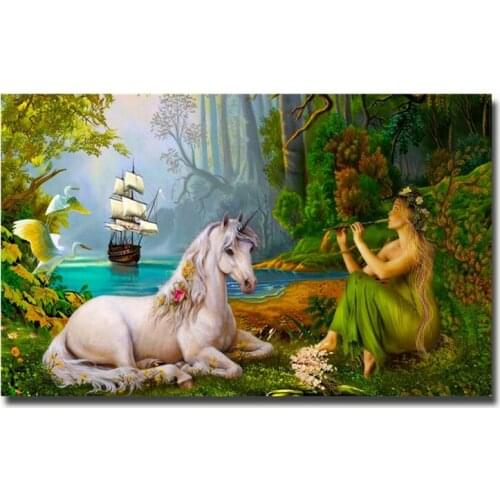 5D DIY Full Diamond Painting Cross Stitch,fantasy,Woman and horse,Baby gift Home Decoration Unfinished Diamond Embroidery