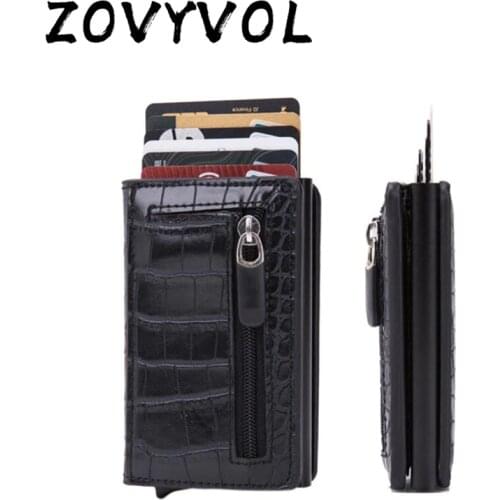 ZOVYVOL Aluminum Box Card Holder Men and Women Magnetic Closing RFID Anti-theft Blocking Card Case PU Leather New Smart Wallet