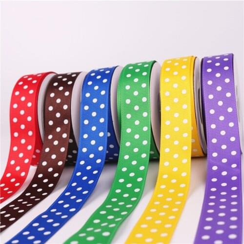 Grosgrain Satin Ribbons for Bow Craft Dots Printed Ribbon Home Decoration DIY Crafts Supplies Gift Packing Wrapping 25mm 25yards
