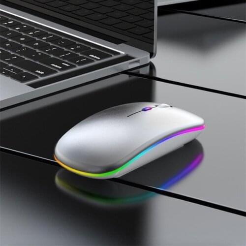 Bluetooth 5.1 + 2.4GHz Wireless Computer Mouse With Backlight Ultra-thin 500mAh Rechargeable 1600DPI Photoelectric Gaming Mice