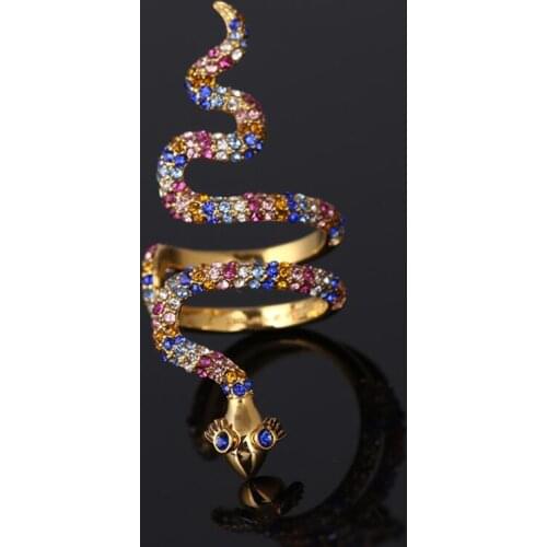 CSXjd Exquisite inlaid crystal Interesting and exaggerated snake shape Ring