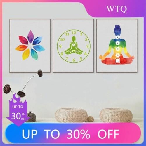 Colorful Lotus Yoga Wall Art Print Poster Colorful Chakra Yoga Meditation Poster Picture Canvas Painting Home Room Decoration
