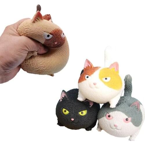 Kids Stress Relief Fidget Toys Cute Cat Model Tpr Hand Exercise Tool Funny Squeeze Decompression Toys Gifts For Children Adult