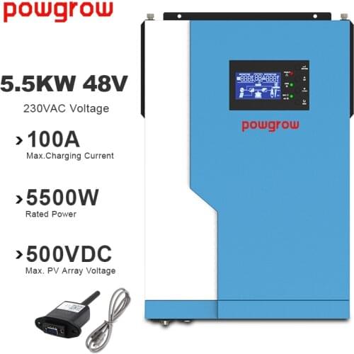 5500W hybrid Solar inverter 100A MPPT Pure Sine Wave Rated Power Off Grid 6000W PV Input 500vdc w/o Battery Work With WIFI