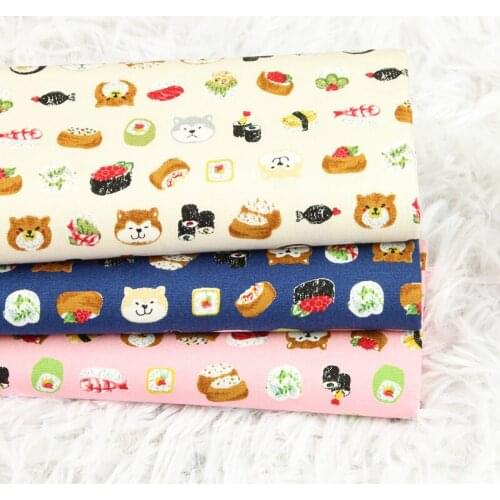110cm Width Cartoon Dog Sushi Printed Cotton Fabric for Baby/Girl Boy Clothes Hometextile Cushion Cover DIY Sewing