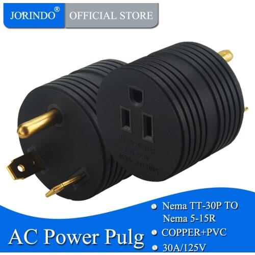 JORINDO [TT-30P to 5-15R] Nema TT-30P to 5-15R 30Amp to 15Amp RV AC Adapter, TT-30P 30A to 5-15R 15A RV Plug Adapter