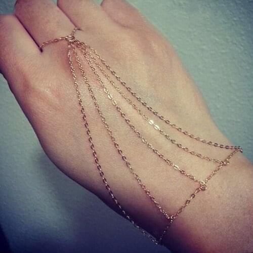 KBJW New Arrival Gold/Silver Color Metal Chain Tassel Finger Bracelet Jewelry Accessories One Finger Sexy Bracelet for Women