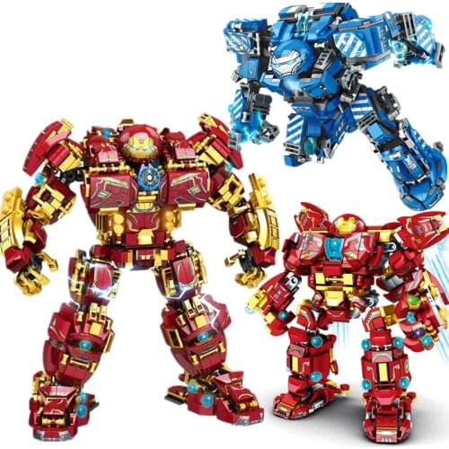Disney Marvel Avengers Base Alliance Temple Building Blocks Steel Mech Anti-Hulk Destroyer Creative Gift Building Block Toys