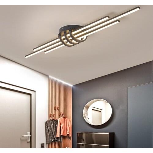 Creative Modern LED Ceiling Light For Bedroom Aisle Corridor Porch Long Panel Lamp Black Or White Simple Acrylic Ceiling Lamps