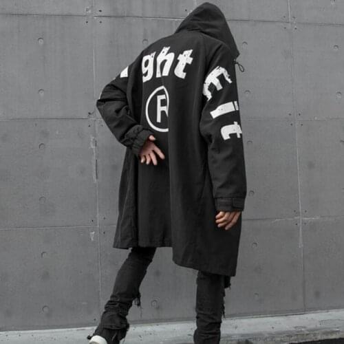 Autumn winter men black hip hop long jacket hooded coat mens vintage punk streetwear gothic cloak chaqueta hombre
