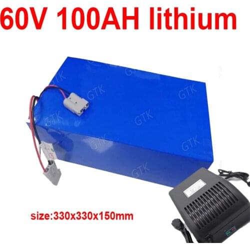GTKlithium 60V 100AH li ion battery With BMS for 3500W 6000W scooter AGV demo Go Cart Skateboard bike +10A charger