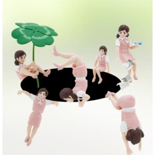 Small pvc figure cup toy pink yuanzii Four-leaf clover 6pcs/set