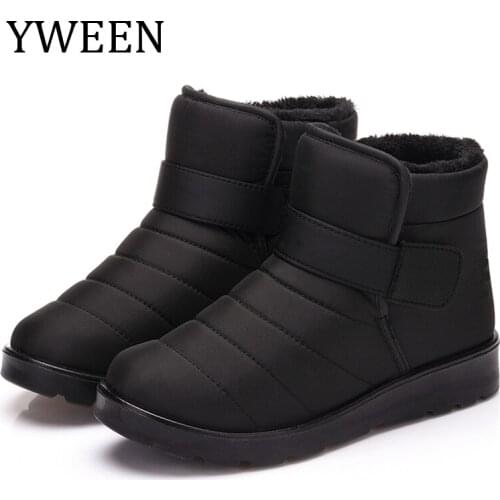 YWEEN Factory Price Fashion Men Boots High Quality Anti-Slip Ankle Snow Boots Shoes Men Warm Fur Plush Hook & Loop Winter Shoes
