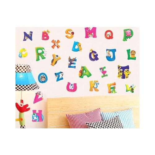 Cartoon Letter Wall Stickers for Kids Rooms Decoration DIY Nursery Wall Decals Home Decor Child Early Education Gift Sticker
