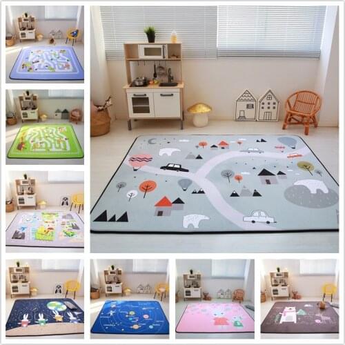 Cartoon Animals/Runway/Star Carpet Kids Room Soft Fleece Bedroom Carpet Sofa Living Room Rug Children Crawling Tatami Floor Mat
