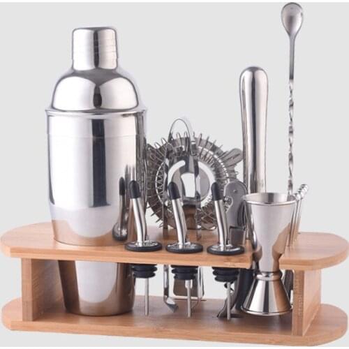 16-piece set Cocktail Stainless Steel Wine Chuck Cup Mixer Wood Stand Wine Bar Tool Mixer S Wine Stopper Metal Drinking Bottle