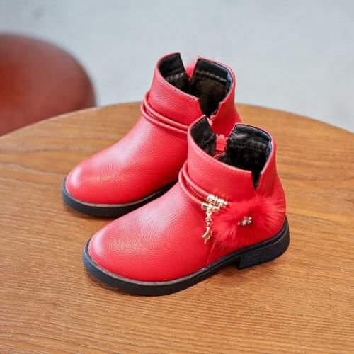 Korean Version of The New Autumn and Winter Childrens Boots Comfortable Solid Color Fashion Rhinestone PU Martin Boots Hot