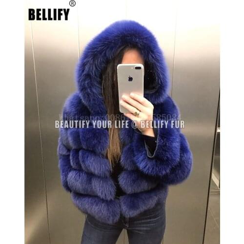 Celebrities Natural Fox Fur Hooded Coats High streetwear british star Amazing Fur jackets dropshipping